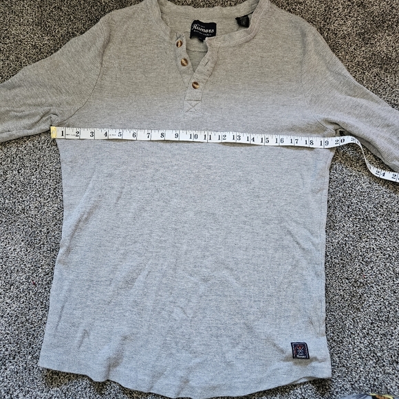 Grey Henley waffle knit long sleeve shirt - Picture 7 of 9